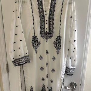 White and Black Embroidered Tunic